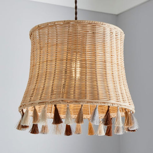Tassel Easy Fit Pendant Shade Rattan Lamp Ceiling Light