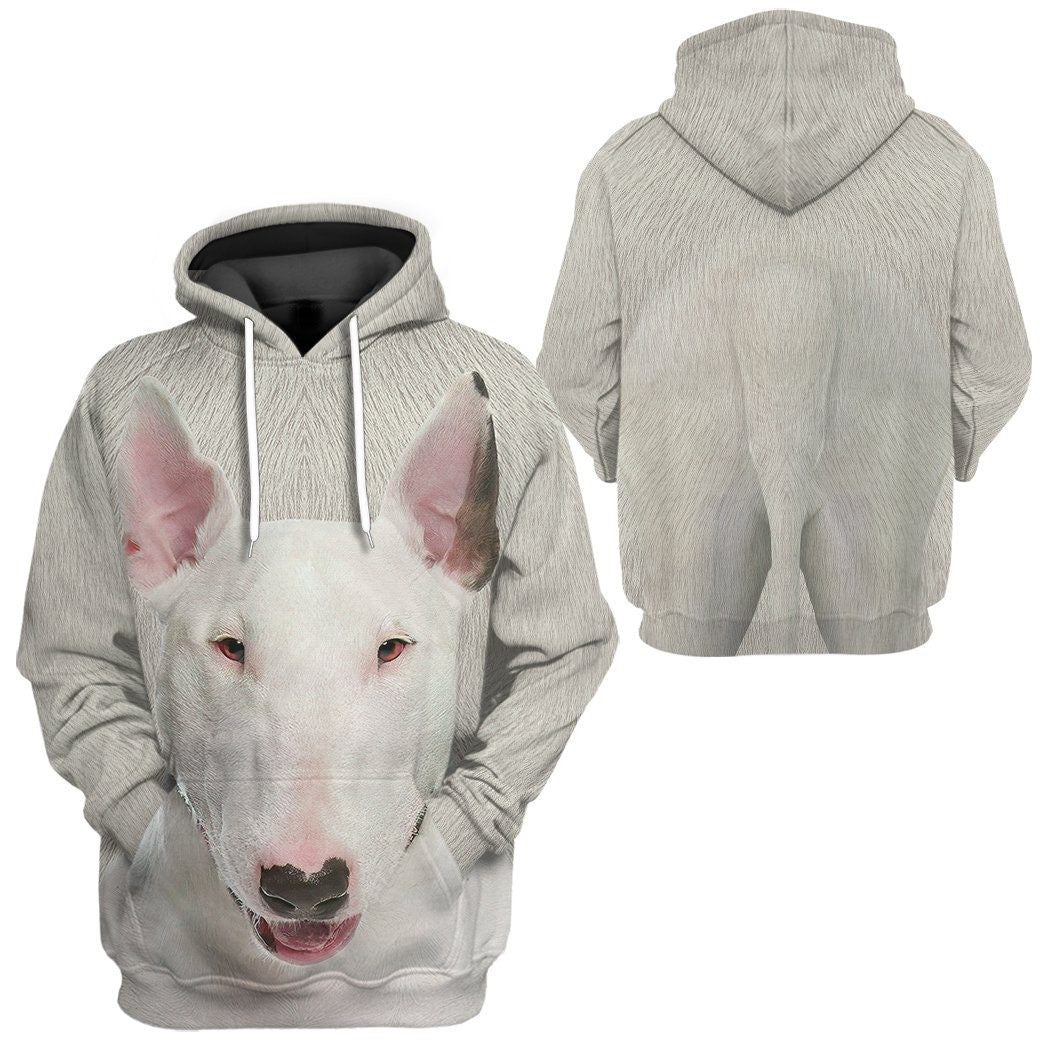 Dog Hoodie Bull Terrier Dog Front And Back T-shirt White Unisex