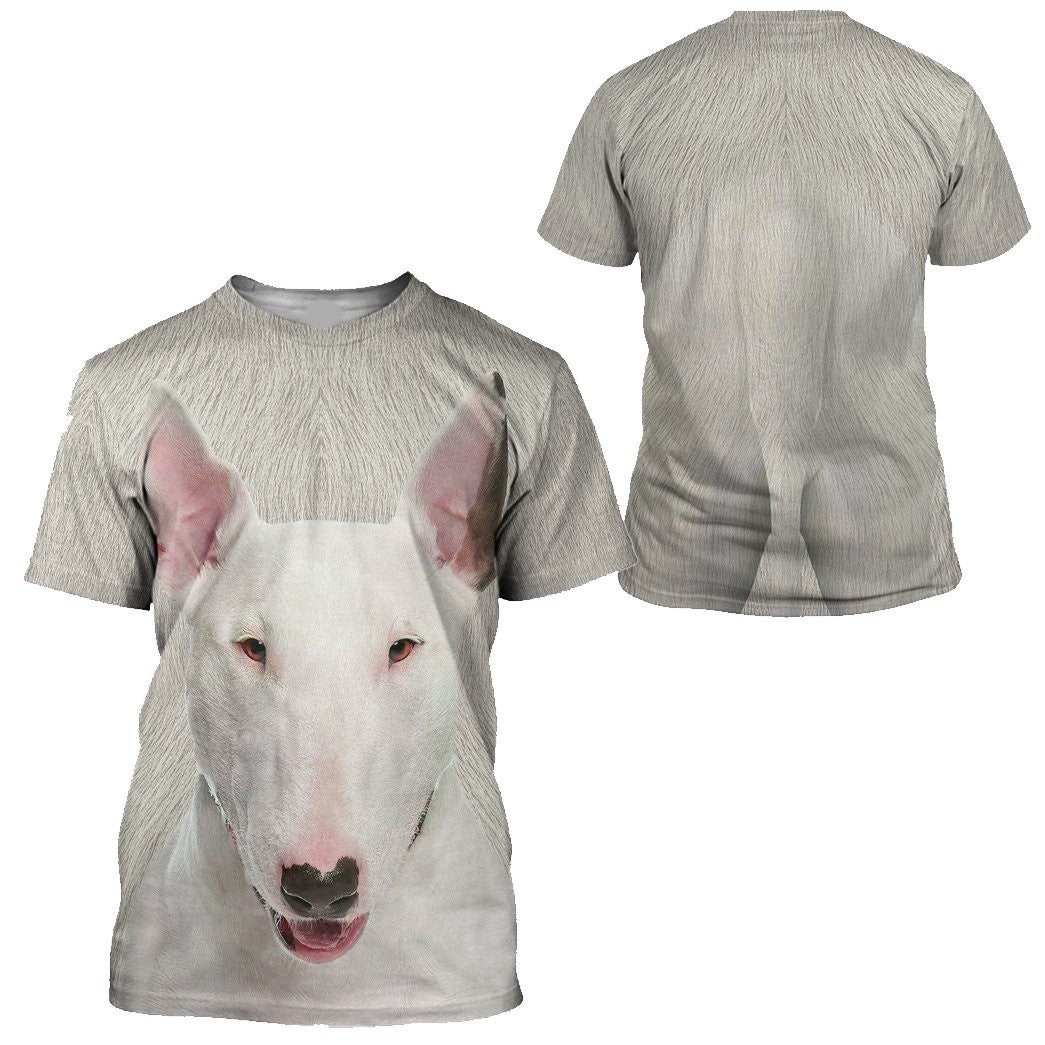Dog Hoodie Bull Terrier Dog Front And Back T-shirt White Unisex
