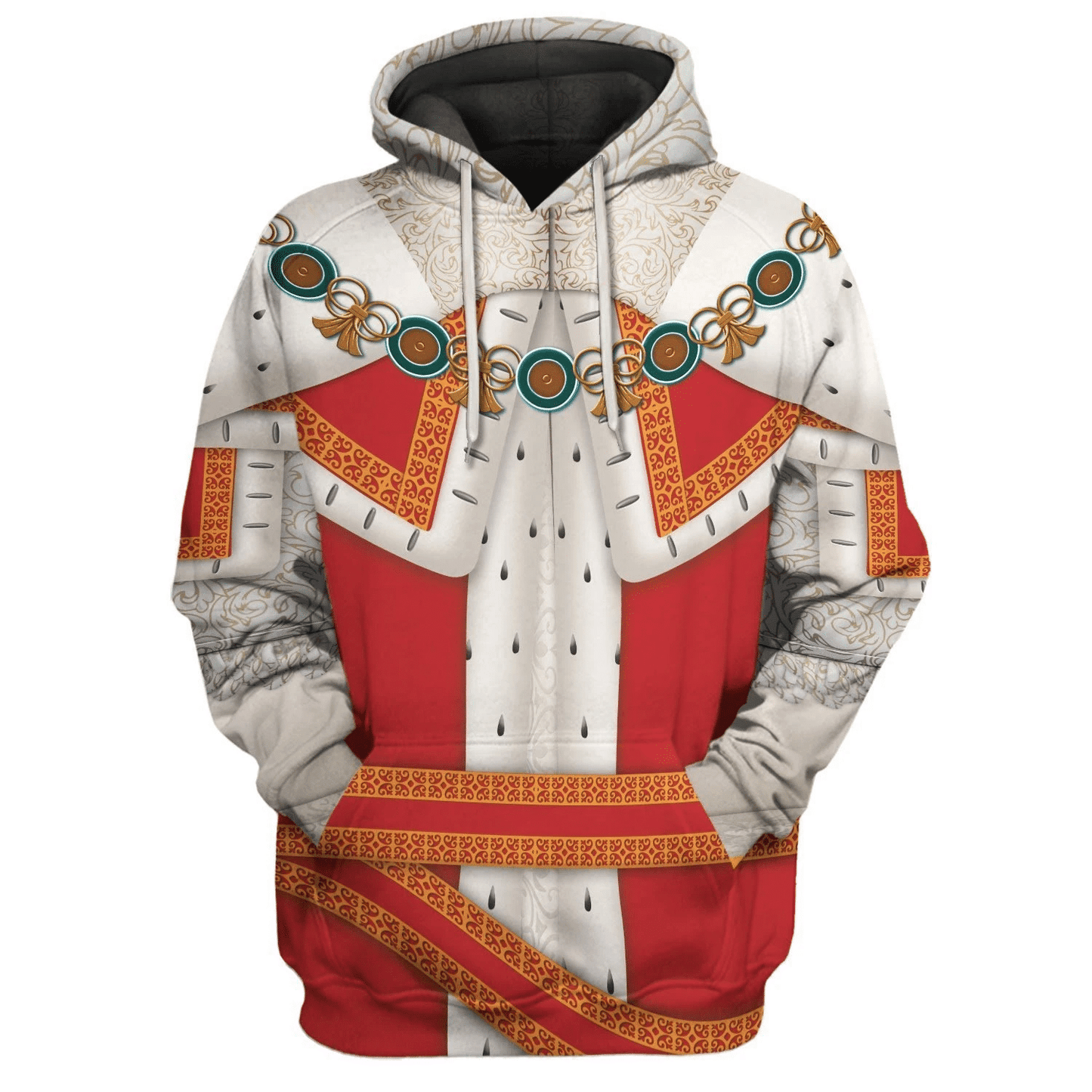 Historical Hoodie Charles II King of England Costume T-shirt White Red Unisex