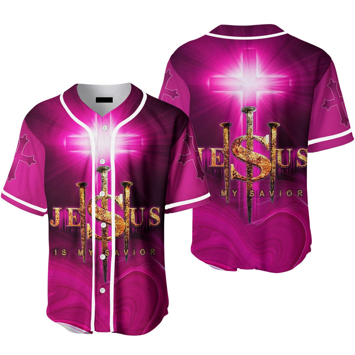 Jesus Baseball Jersey Nails My Savior Jesus Jersey Shirt Pink Unisex Adult New Release