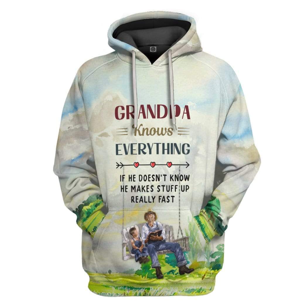  Grandpa Hoodie Grandpa Knows Everything 3D Hoodie Grandpa Apparel Father's Day Gift 