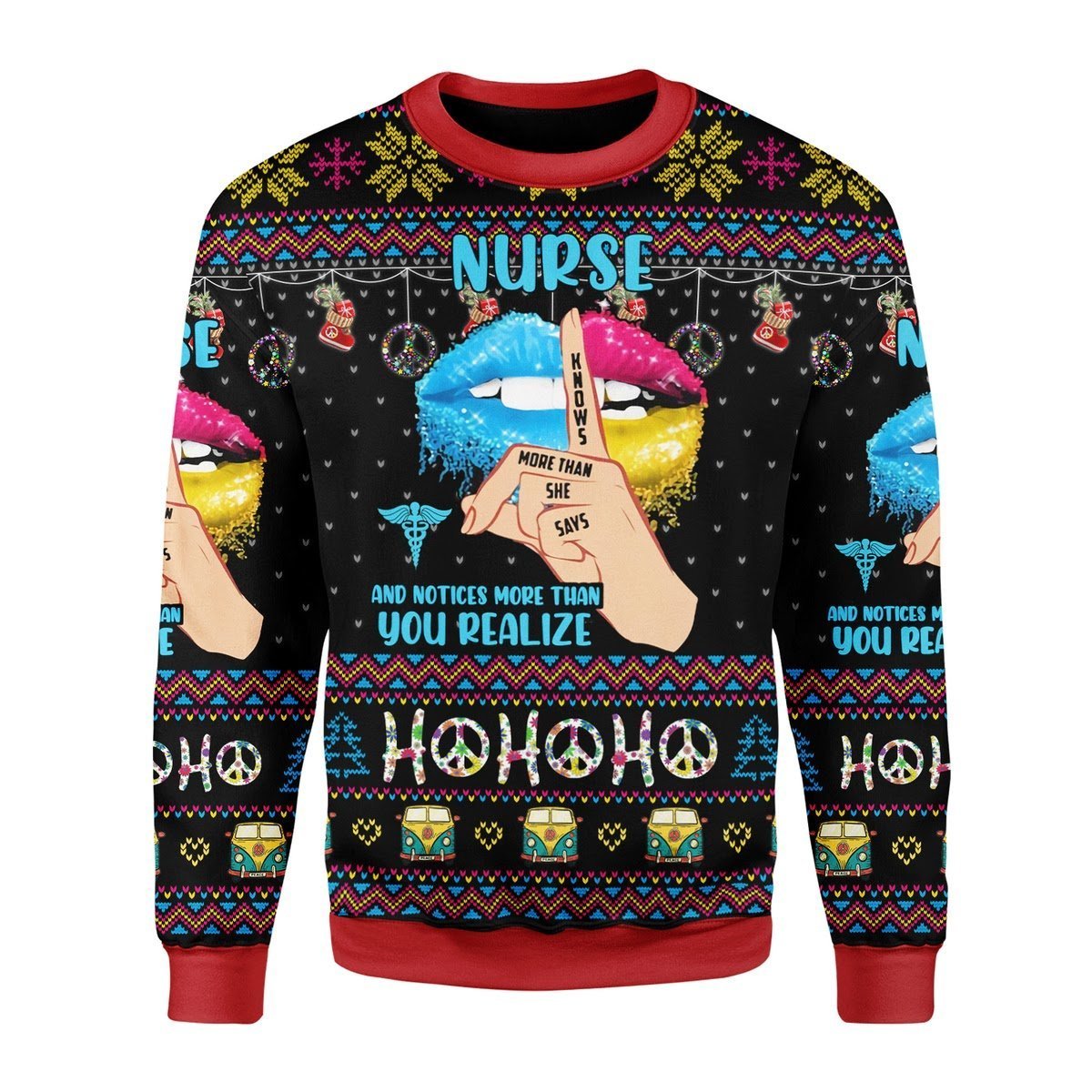  Nurse Hippie Sweater Nurse Knows More Than She Says And Notice More Than You Realize Ugly Sweater Nurse Sweater 
